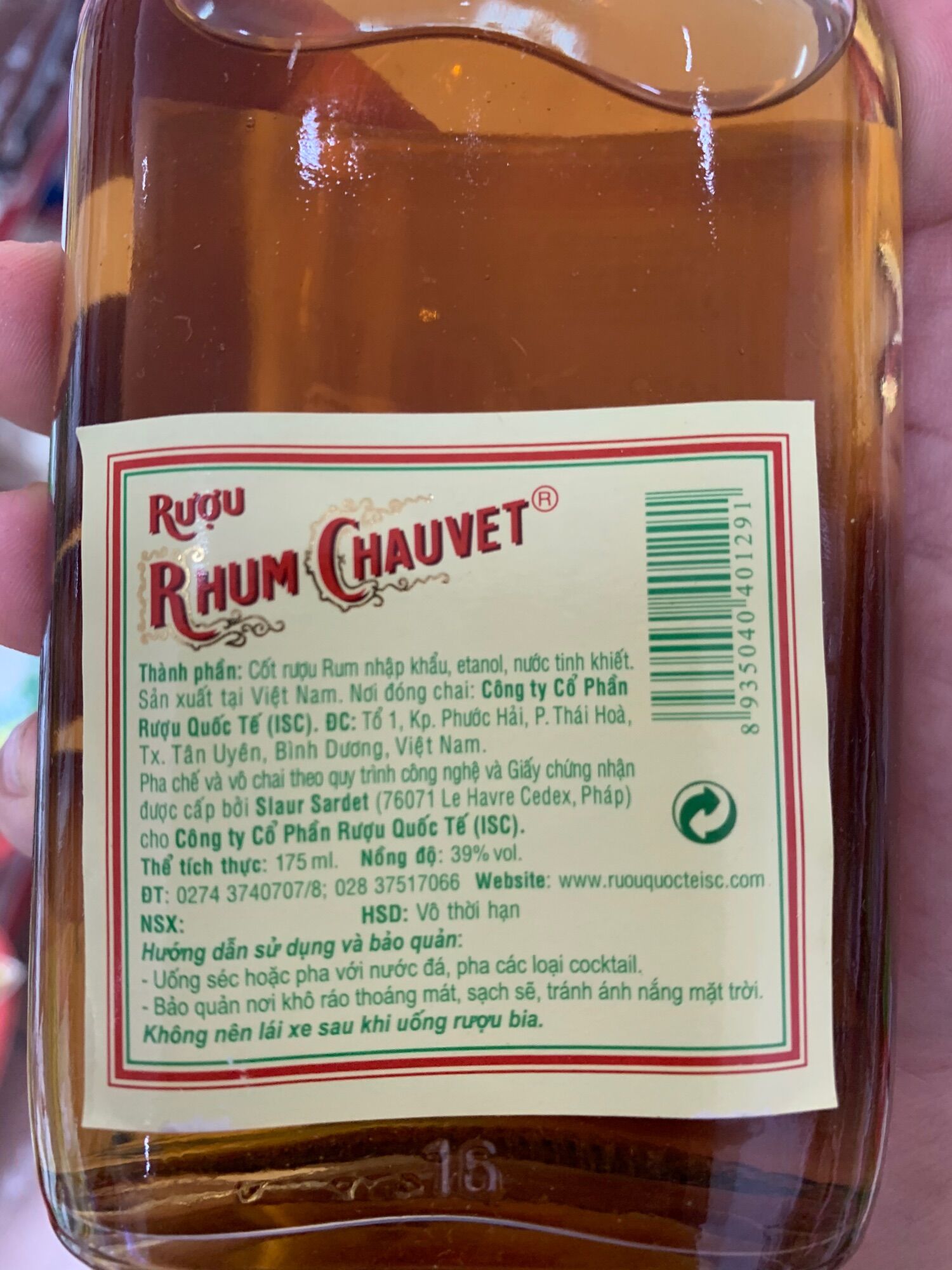 Hương Rhum (Rum) Chauvet 175ml