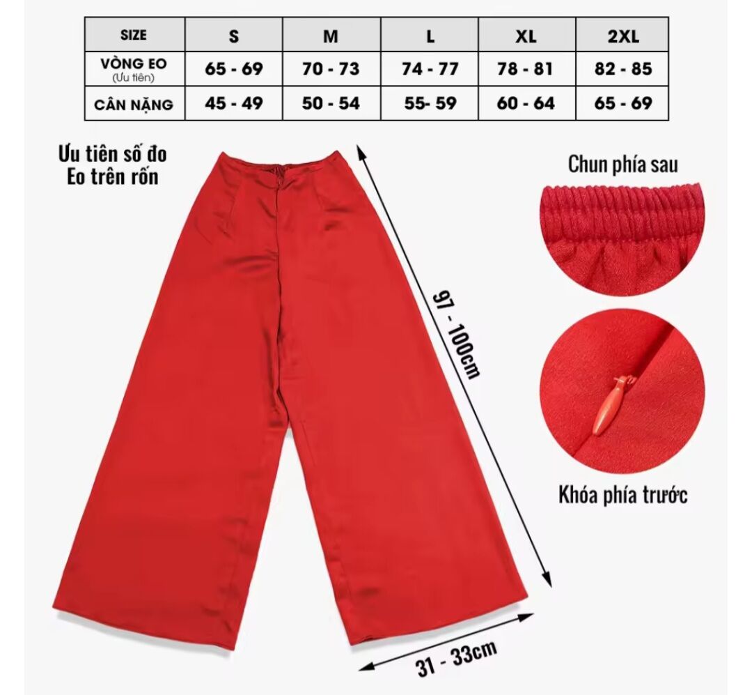 High-Quality Western Silk Long Pants with Elastic Waist at the Back