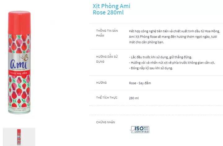 Nước hoa xịt phòng Ami đủ hương 280ml