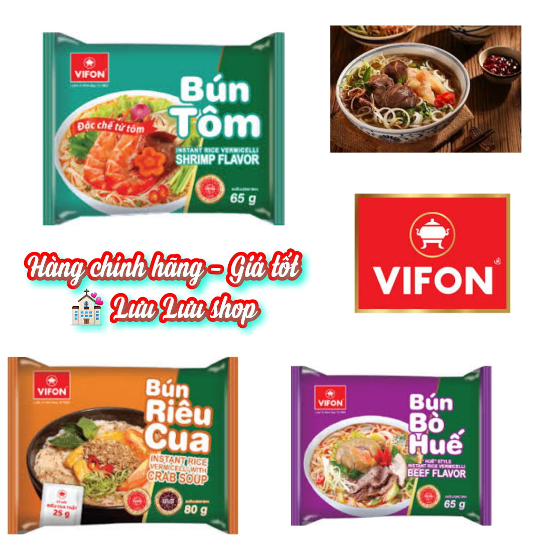 Bún ăn liền Vifon vị tôm/ riêu cua thịt thật/ bún bò huế
