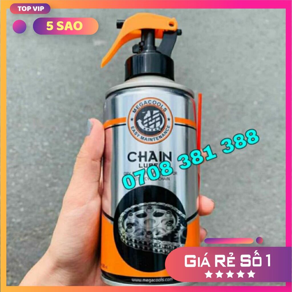 Chai xịt sên megacool rửa sên và dưỡng sên cho xe máy
