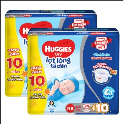 Tã dán sơ sinh huggies nb 74