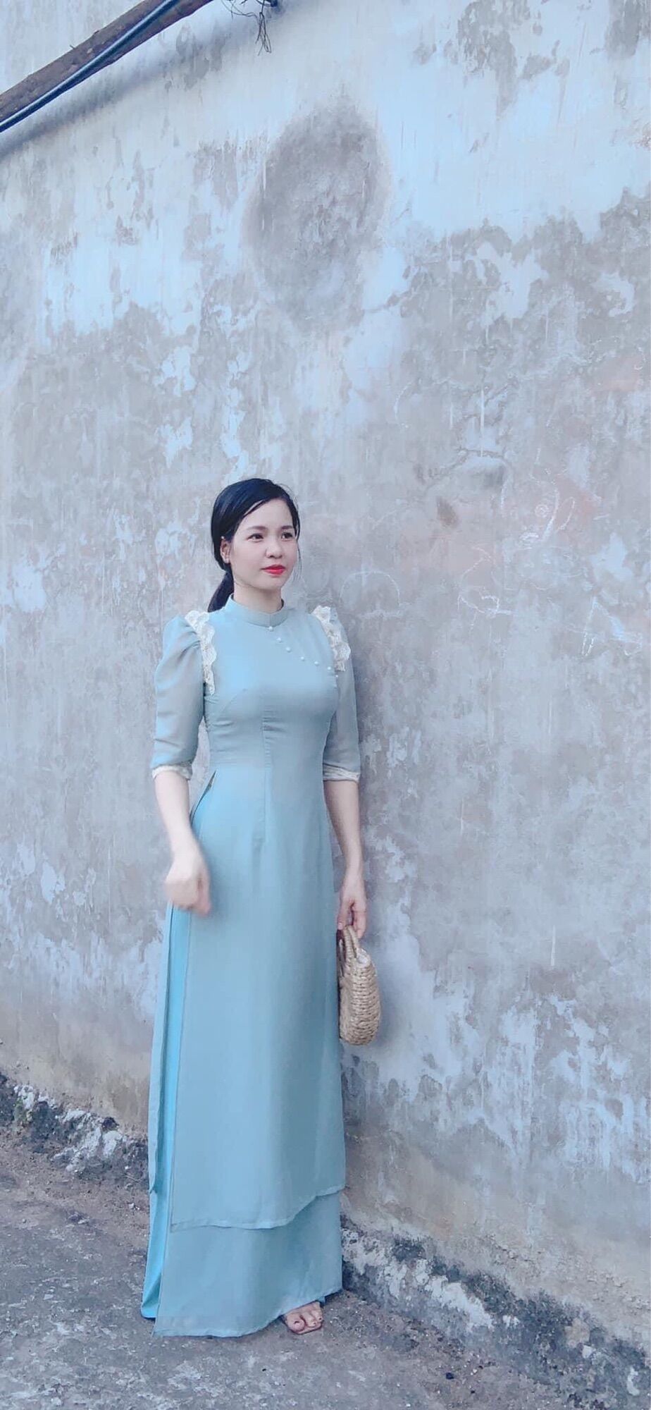 Áo dài cách tân 4 tà, áo dài von tơ mềm ánh cách điệu dễ thương