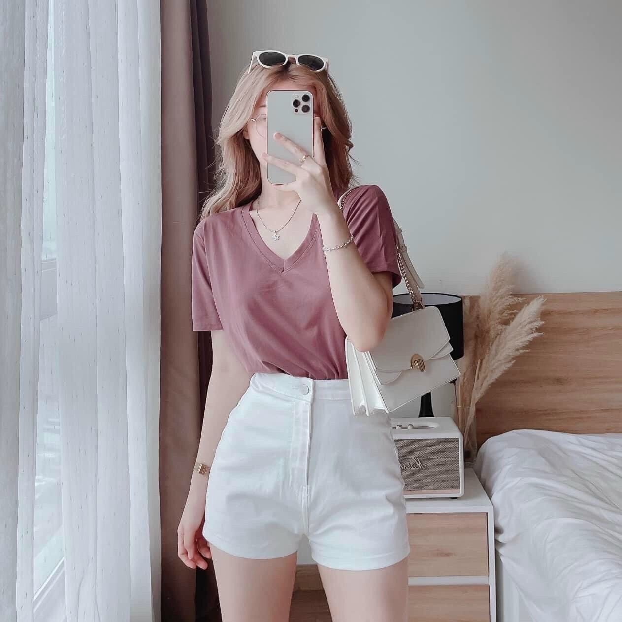 Quần short kaki lưng siêu cao co giãn tôn dáng