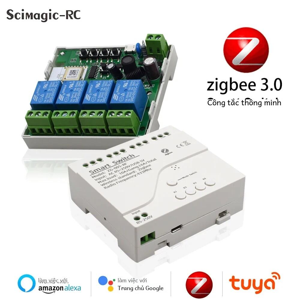 Tuya Zigbee Nhà Thông Minh Module Relay 2MQTT Cổng Hub Động Cơ Công Tắc DC 12V-220V 1/2/4 Kênh Điều 