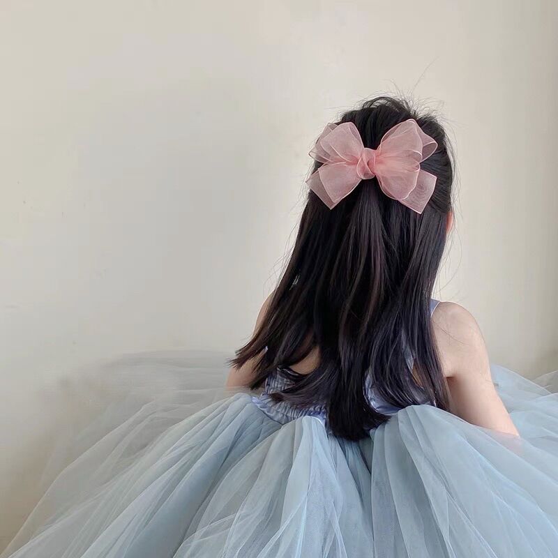 Kẹp tóc nơ voan tiểu thư cho bé gái