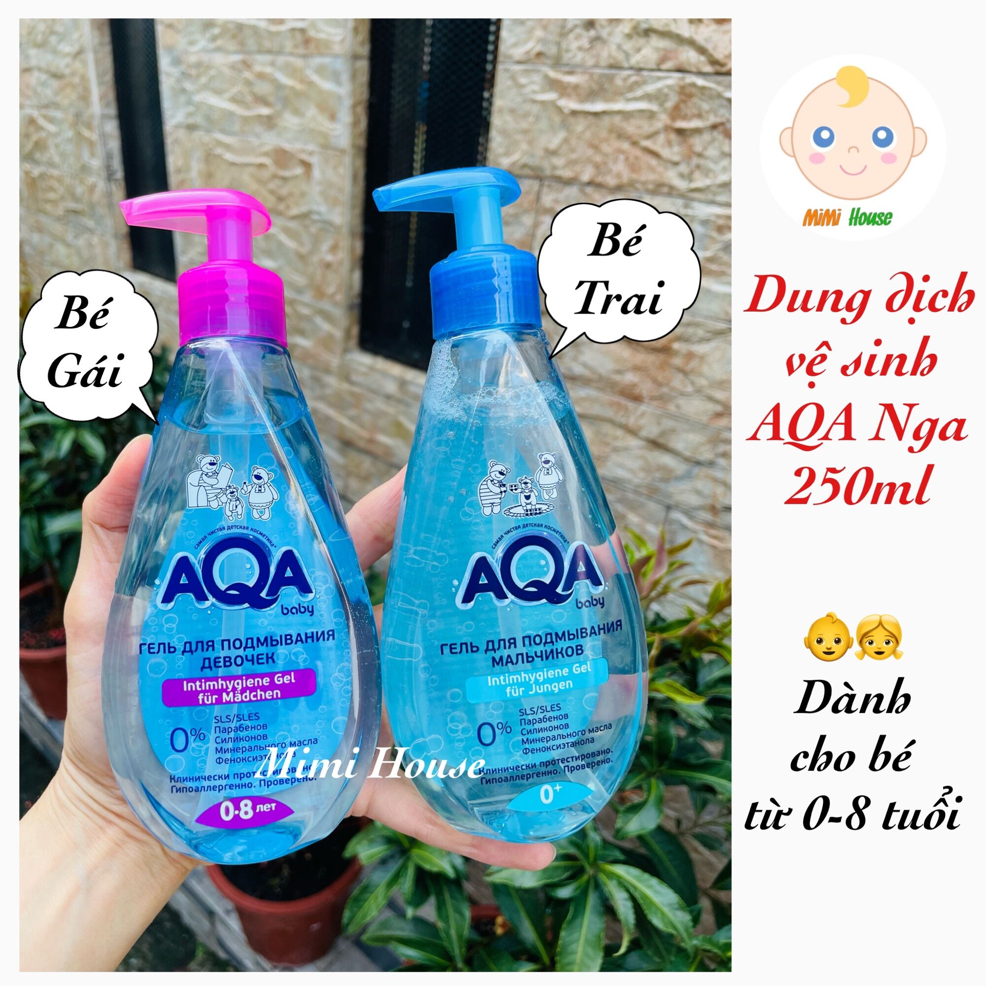Dung dịch vệ sinh cho bé gái, bé trai AQA Nga 250ml