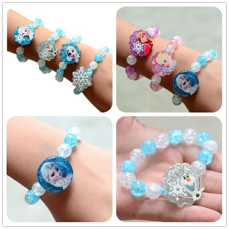 Vòng tay in hình công chúa Elsa Anna Tiên cá dễ thương cho bé gái