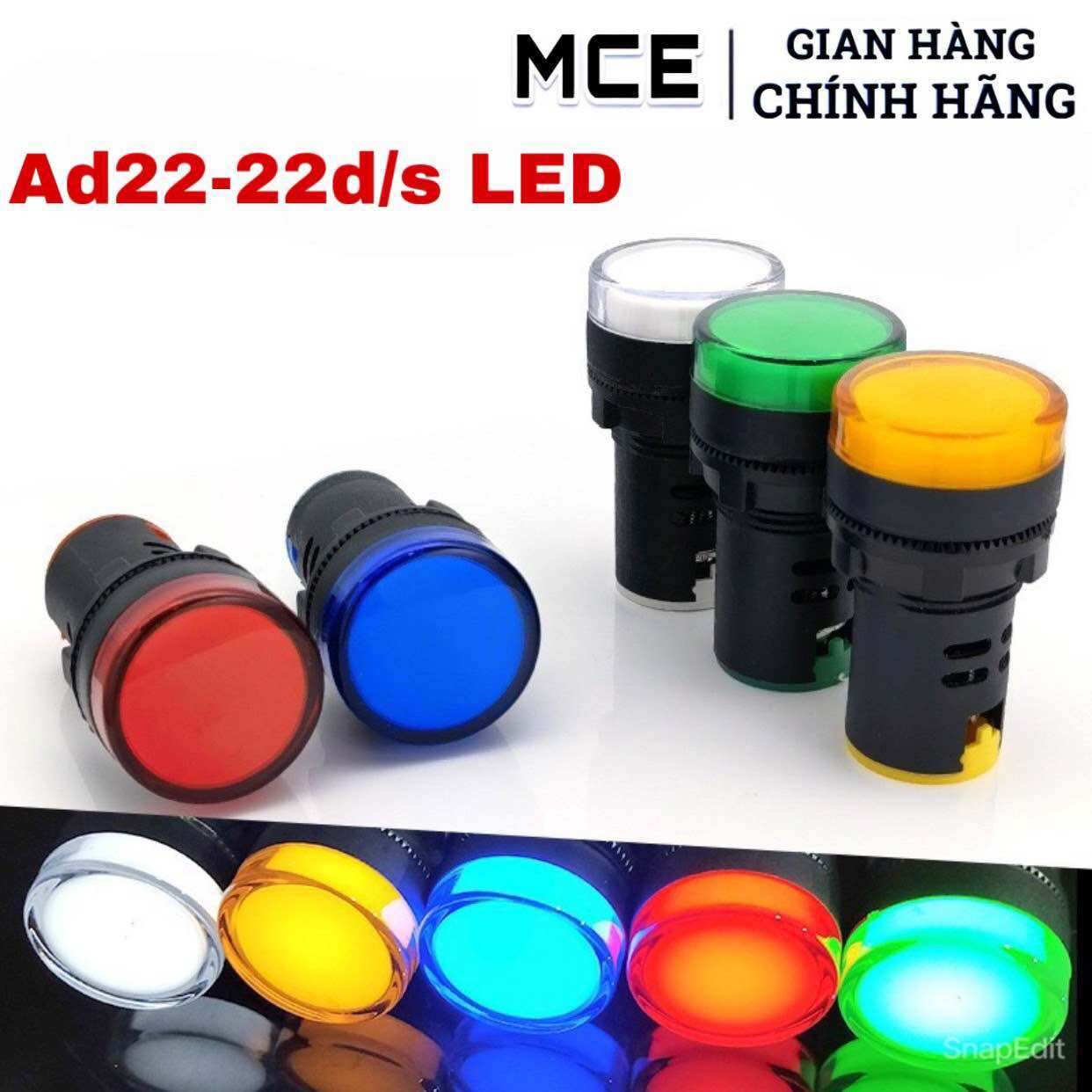 Đèn báo pha phi 22 ad22-22d/s led 3 màu