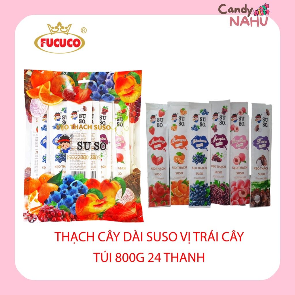 Kẹo thạch suso thanh dài 800g 1 túi - đồ ăn vặt giá rẻ