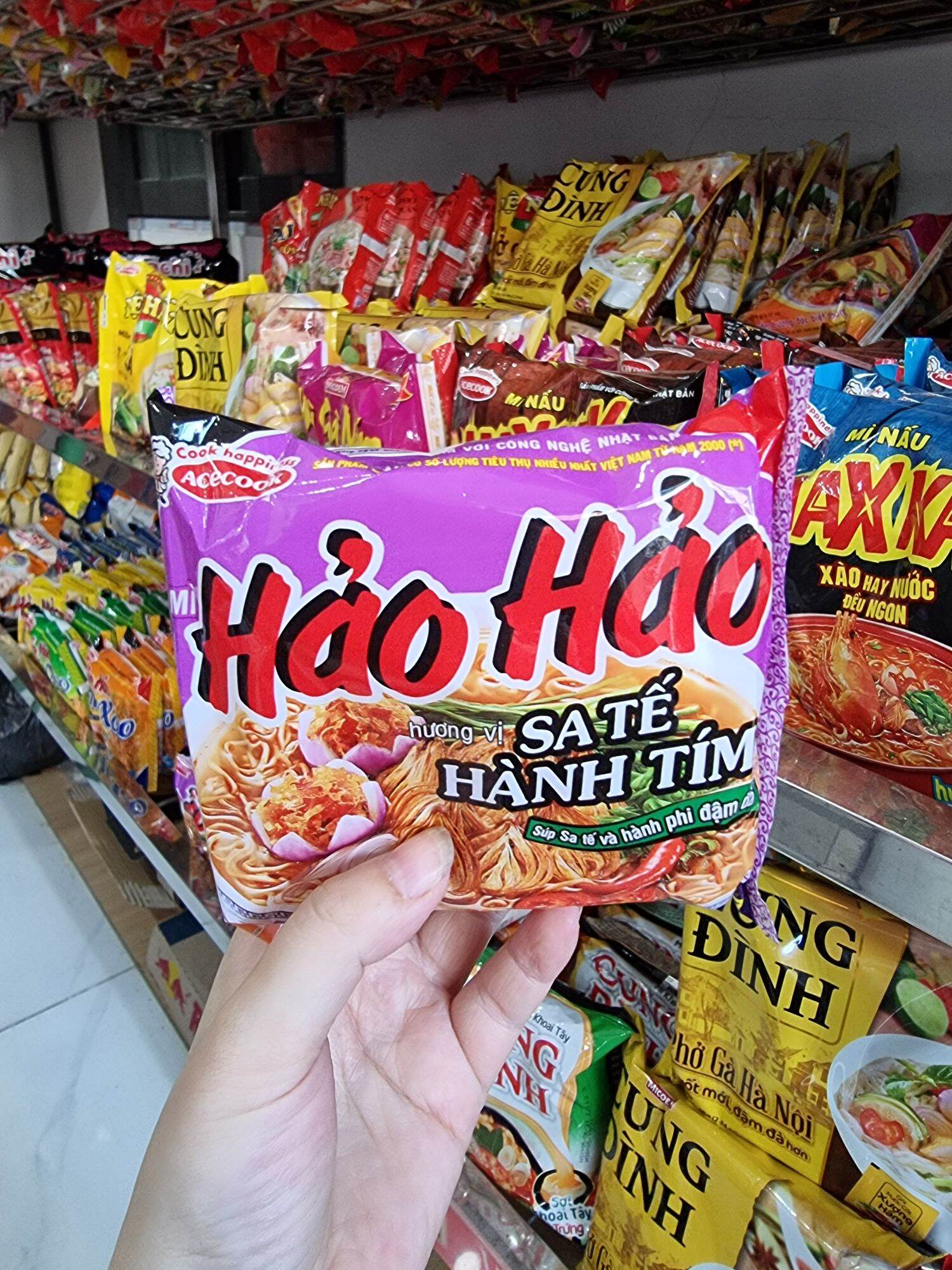 Combo 10 gói mì Hảo Hảo sa tế hành tím