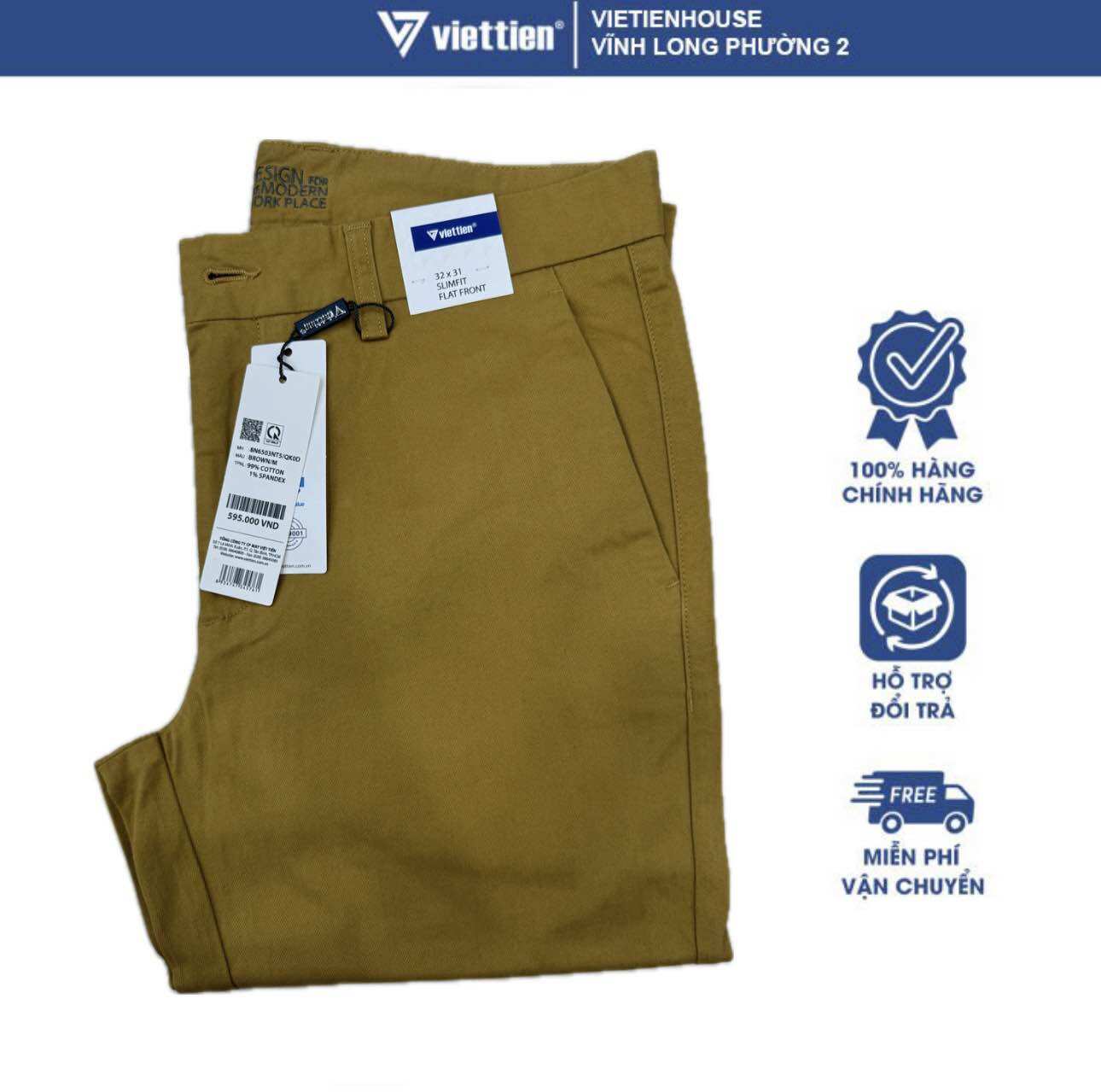Quần kaki nam việt tiến form slimfit ôm còn size 31-33-34