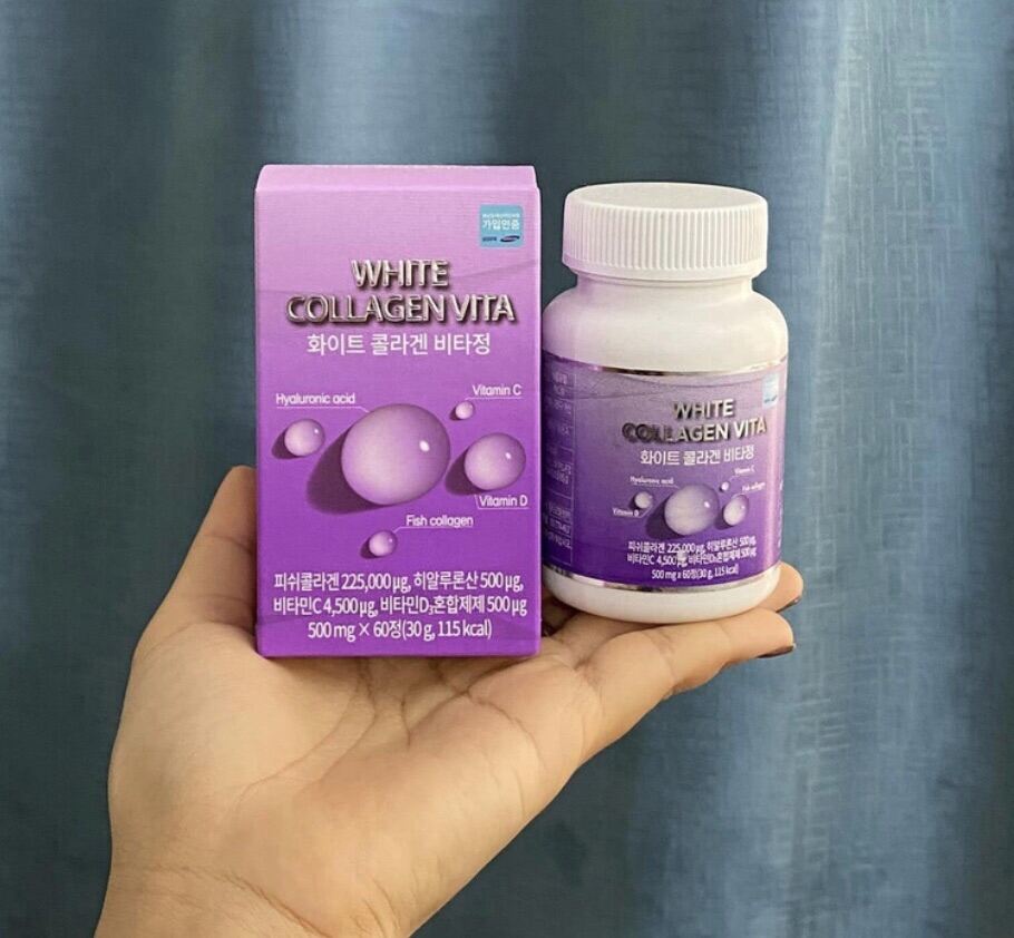 Combo 3 lọ dùng 3 tháng- Collagen White Vita Hàn Quốc 60v trắng da, chống lão hoá, mờ nám, mượt tóc