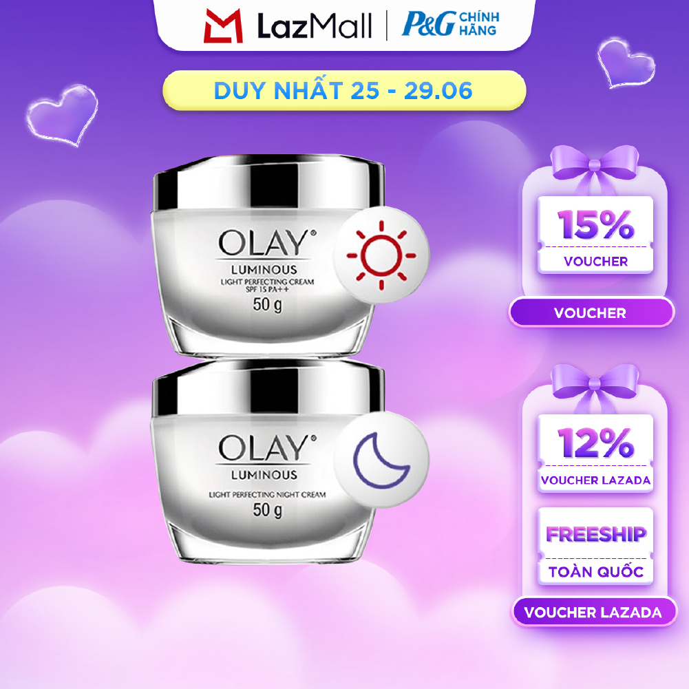 Combo Kem Dưỡng Ngày  Đêm OLAY LUMINOUS Dưỡng Sáng Da Hũ 50G