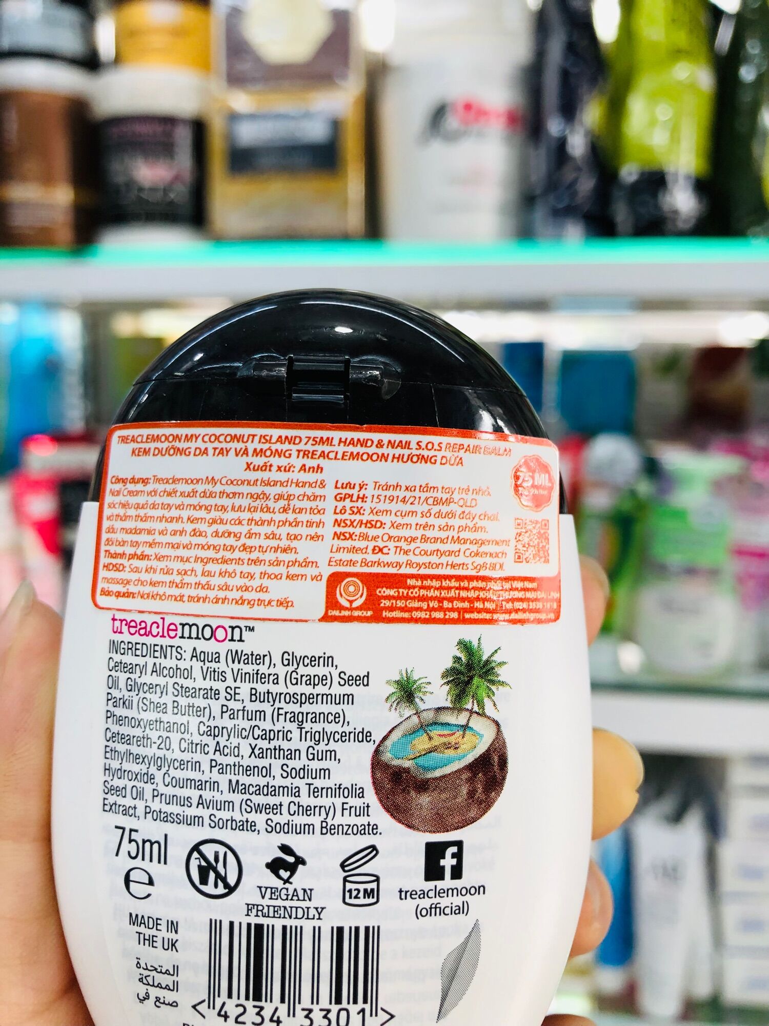 Kem dưỡng da tay và móng Treaclemoon hương dừa 75ml