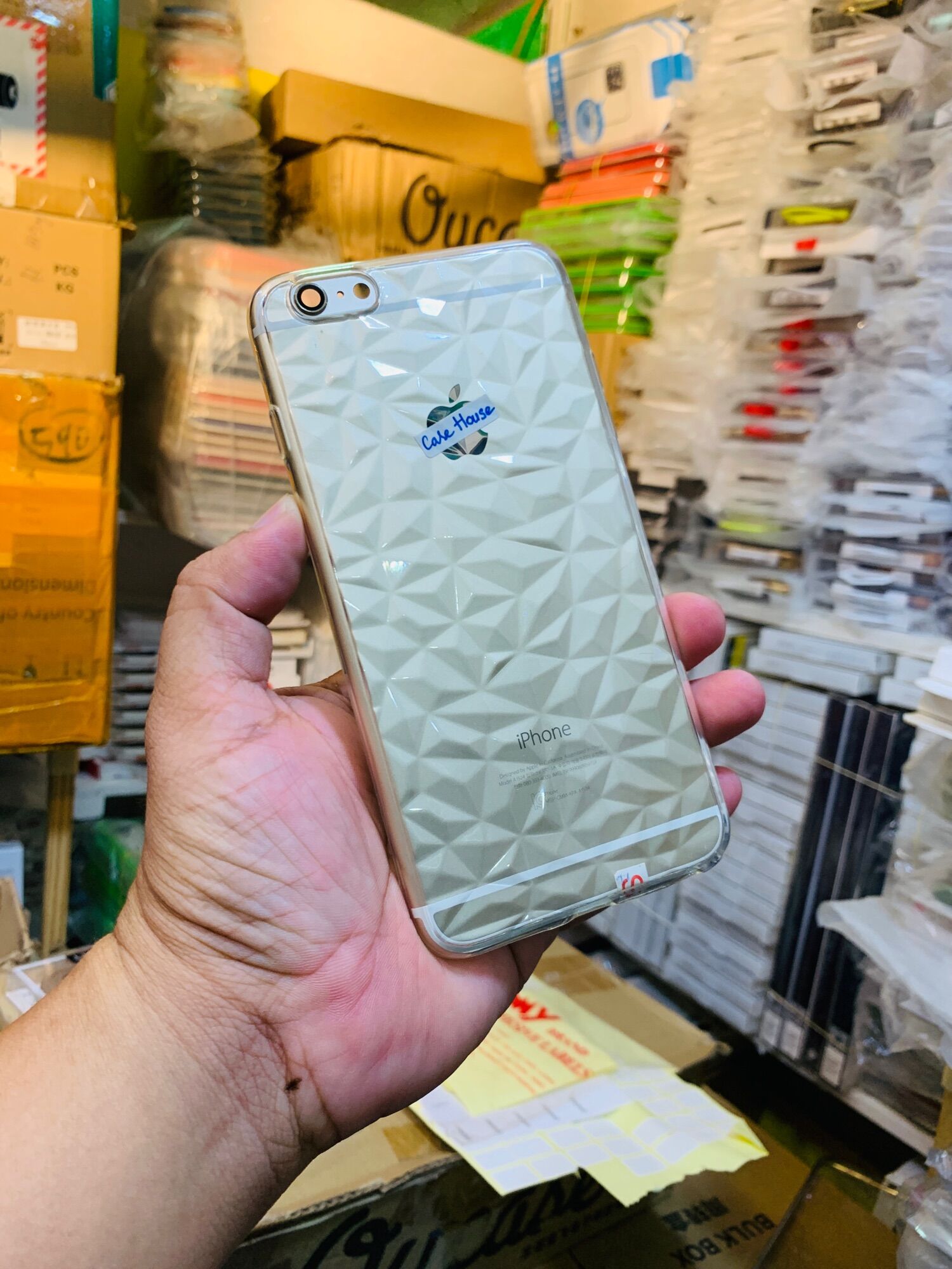 Ốp lưng iphone 6Plus silicon trong vân đá ,vân tam giác kiểu diamond