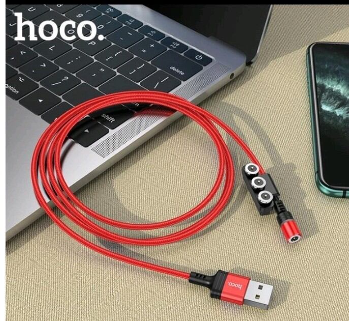 Cáp sạc nam châm 2A Hoco DU03 thay đổi 3 đầu Lightning/Type-C/Micro