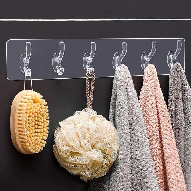 Thanh dẻo trong gồm 6 móc dán tường