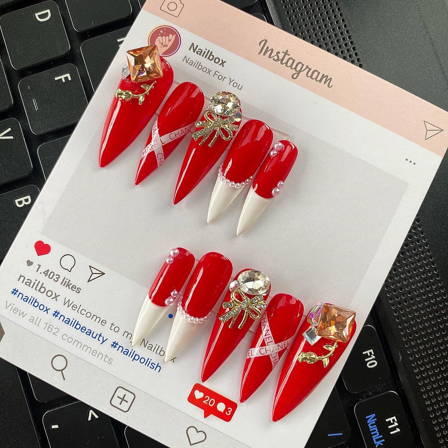 nailbox thiết kế mẫu nơ