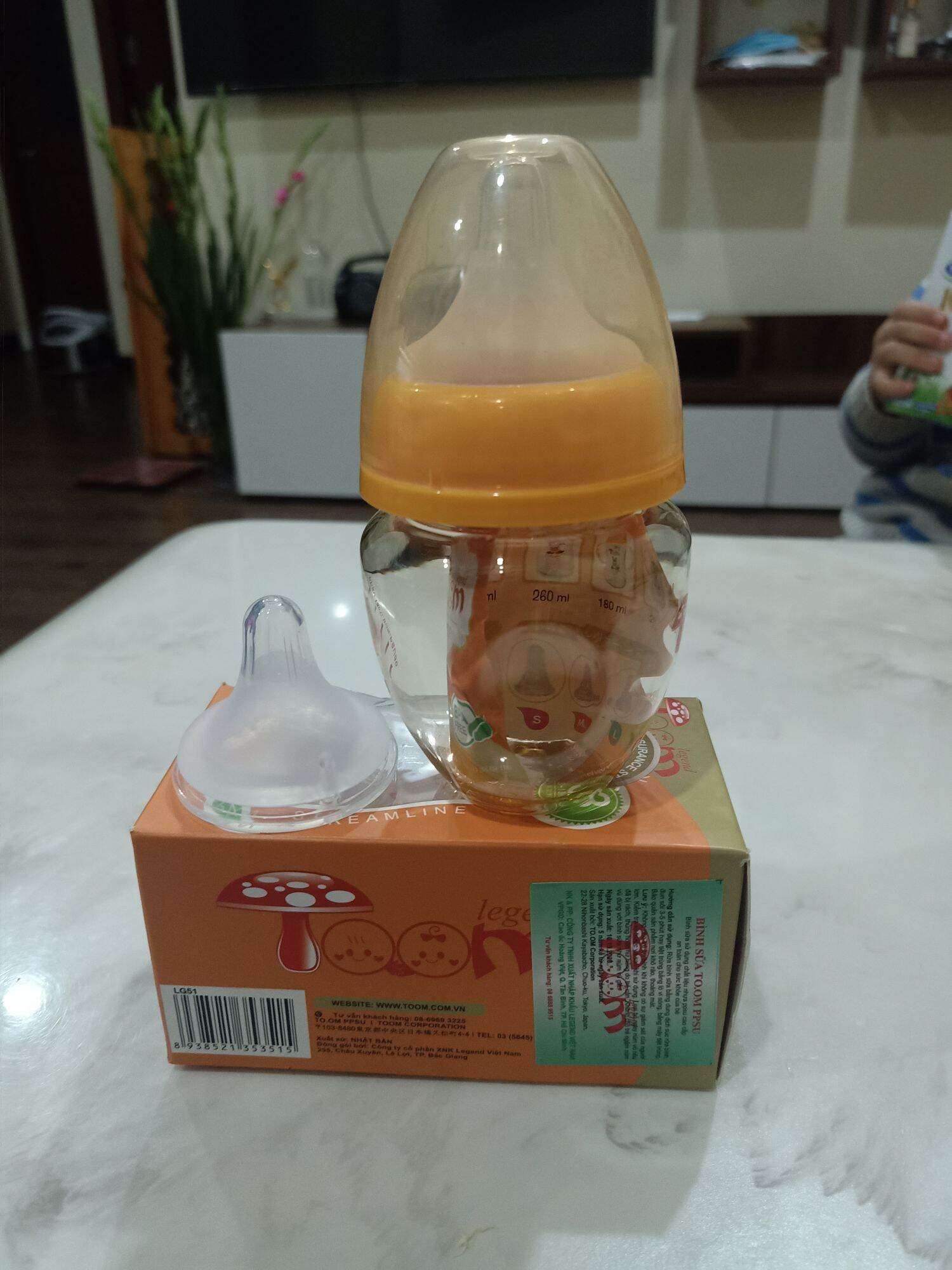 Bình sữa PPSU-Toom cổ rộng 80ml cho bé sơ sinh [tặng kèm thêm 1 núm vú thay thế]