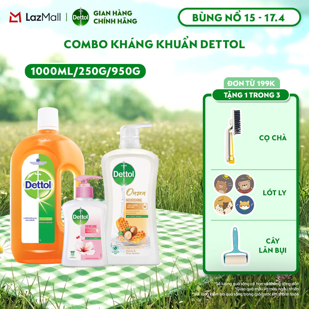 Combo Kháng Khuẩn Toàn Diện: Dung Dịch Diệt Khuẩn Đa năng 1L + Sữa Tắm Kháng Khuẩn Dưỡng Thể 950g + Nước Rửa Tay 250g