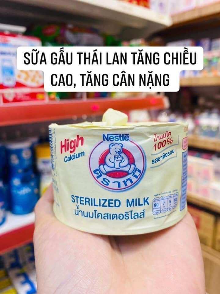12 lon sữa gấu nestle.Thái Lan nội địa