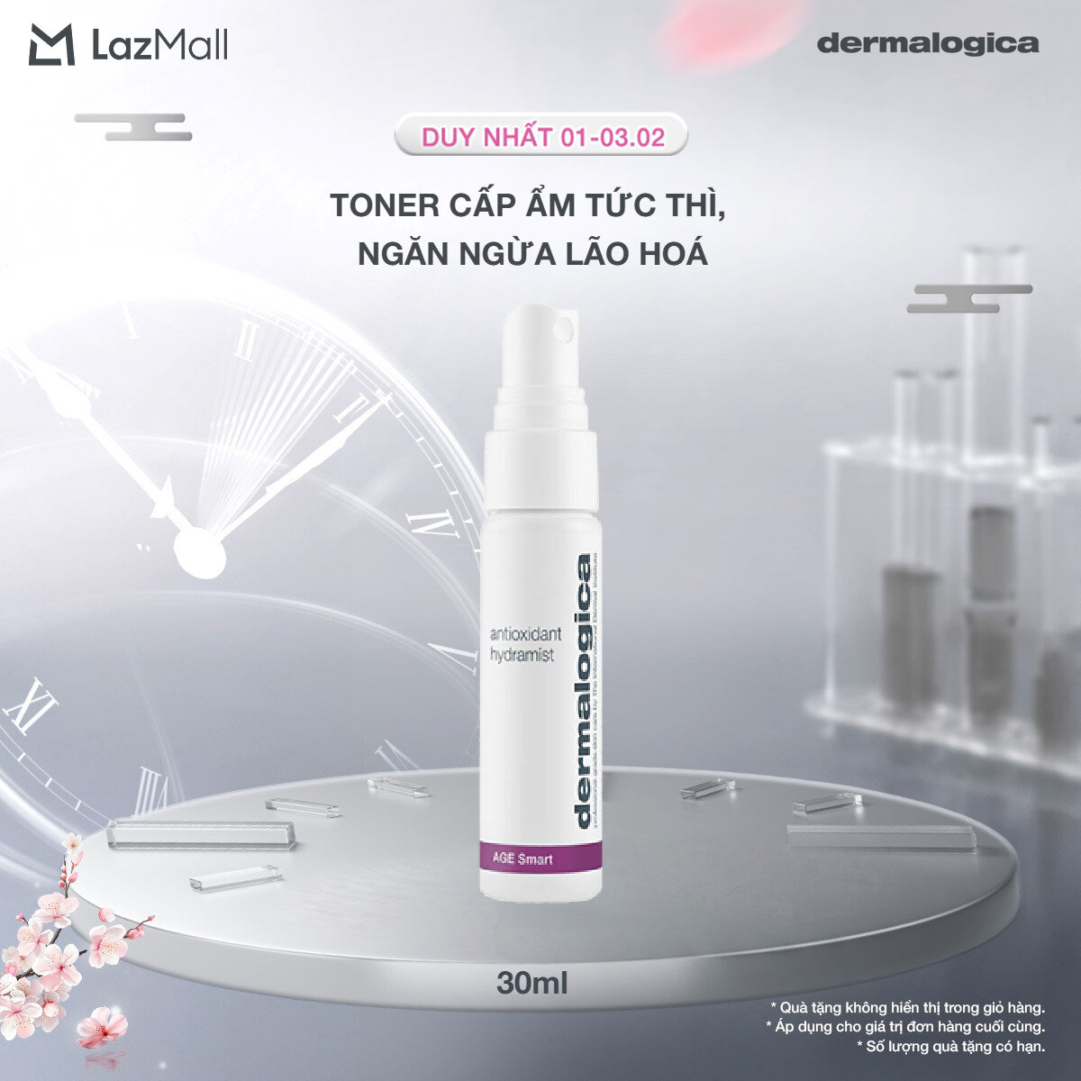 Xịt khoáng Dermalogica Antioxidant Hydramist Toner Travel size 30ml dưỡng ẩm ngừa dấu hiệu lão hoá