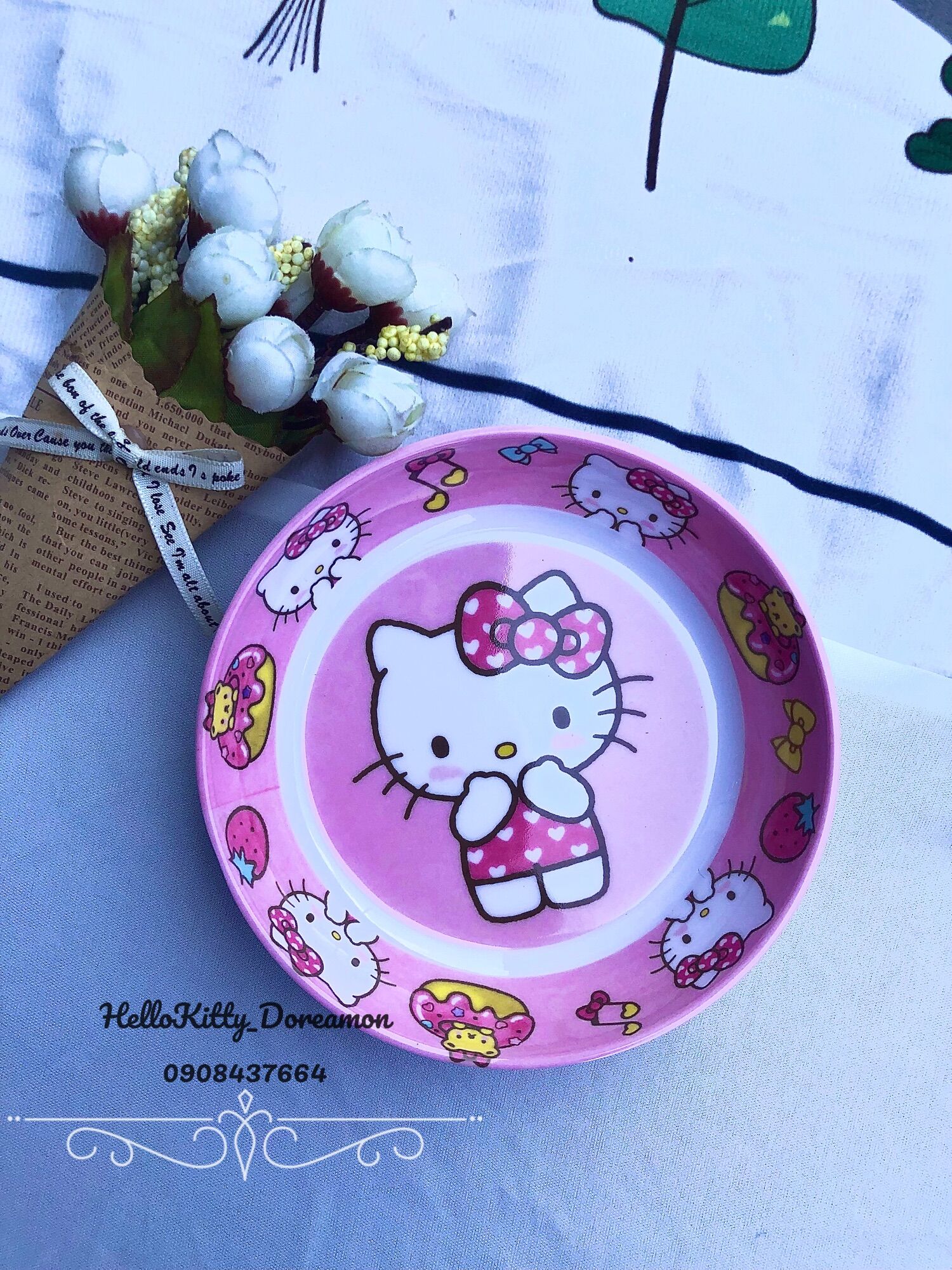 Dĩa tròn Melamin HelloKitty