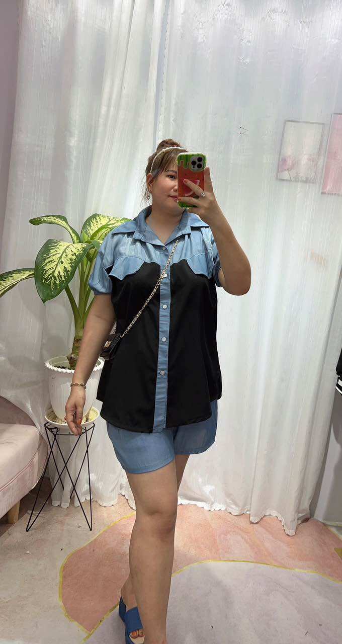 BỘ JEAN PHỐI LỤA SANG XỊN Bigsize Nữ từ 68kg đến 95kg