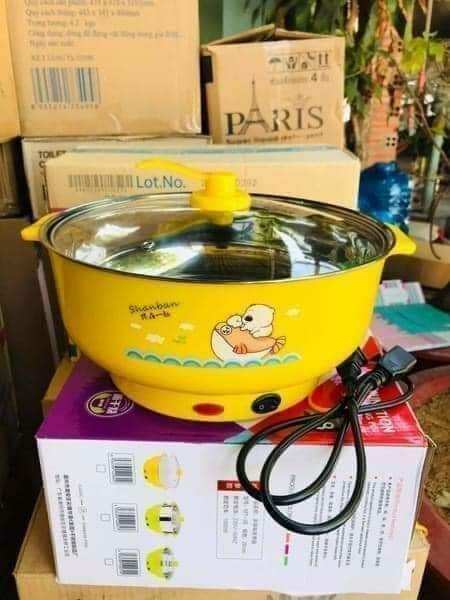 Nồi lẩu điện đa năng nắp kính size 28 cm không vỉ và có vỉ