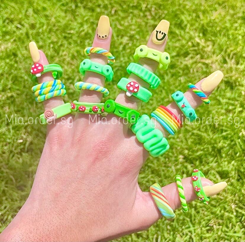 Nhẫn đất sét POLYMER CLAY handmade nhiều màu sắc mùa hè