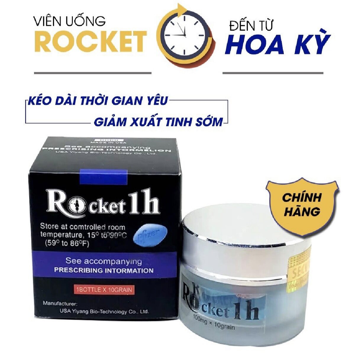 [ CỰC MẠNH ] Rocket 1h Chính hãng Mỹ tăng cường sinh lý nam giới hộp 10v