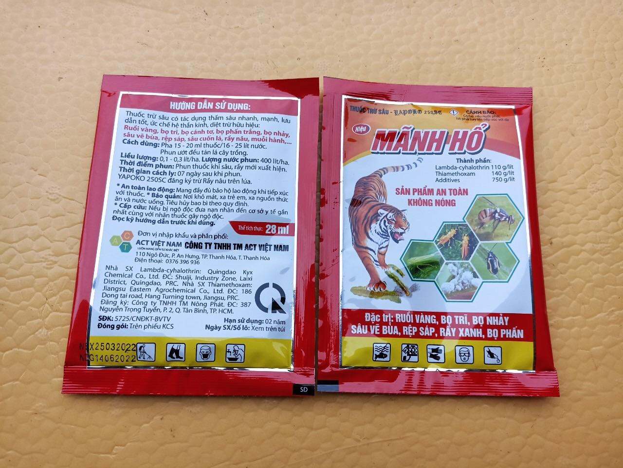 Thuốc trừ bọ trĩ rệp sáp ruồi vàng bọ cánh cứng MÃNH HỔ gói 28ml trừ rầy xanh sâu vẻ bùa bọ phấn côn trùng chích hút