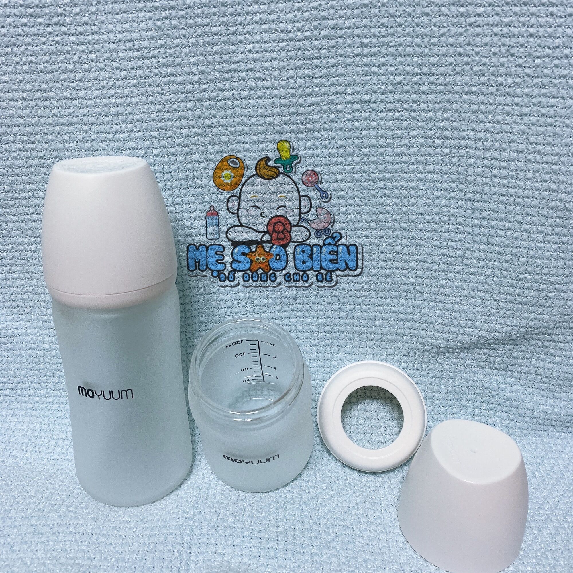 (Chính hãng - Fullbox) Bình sữa Moyuum thủy tinh tráng silicon 150ml/ 240ml