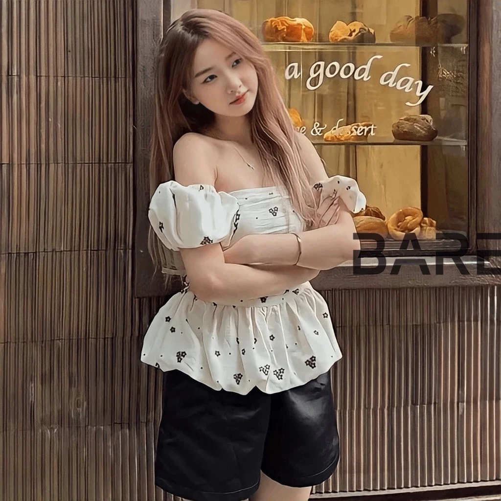  Áo trễ vai dáng baby doll hoa nhí A15 