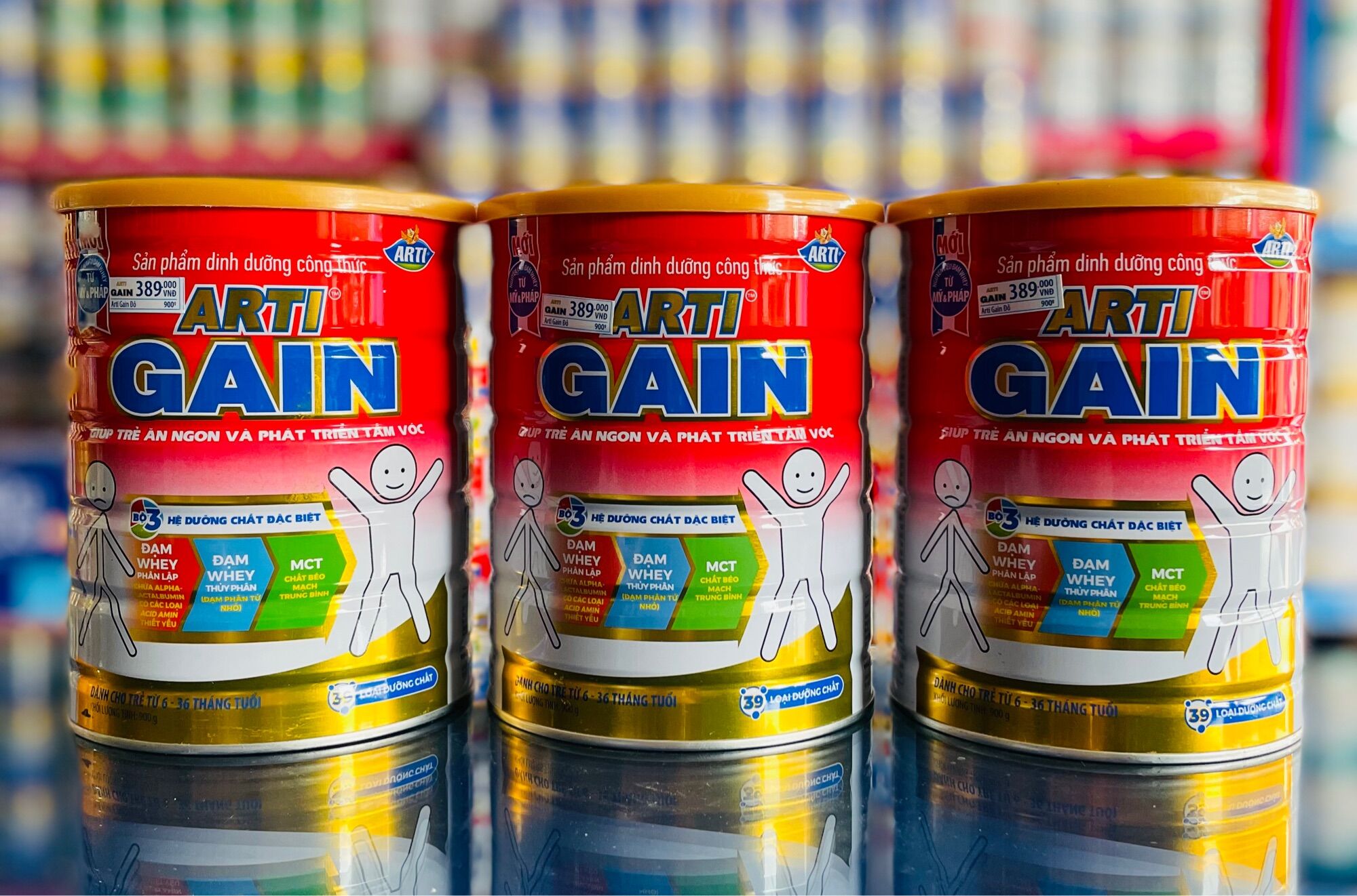 (Combo 3 Lon) Sữa Arti Gain Đỏ Dành cho trẻ Biếng ăn, Nhẹ Cân 900g (CAM KẾT CHÍNH HÃNG)