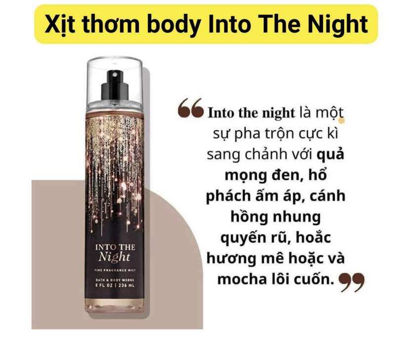 Xịt body mist Bath and Body Works Into the night 236ml