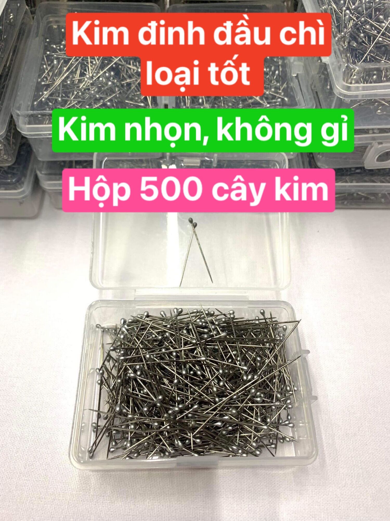 Kim đinh đầu chì không gỉ sét, hộp 500 cây kim giá rẻ chỉ 40k