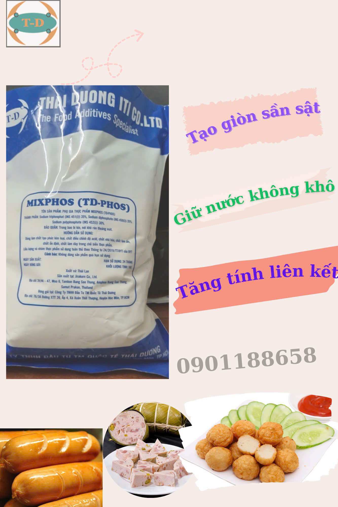 Phụ gia tăng liên kết tạo giòn dai cho chả lụa, bò viên, cá viên