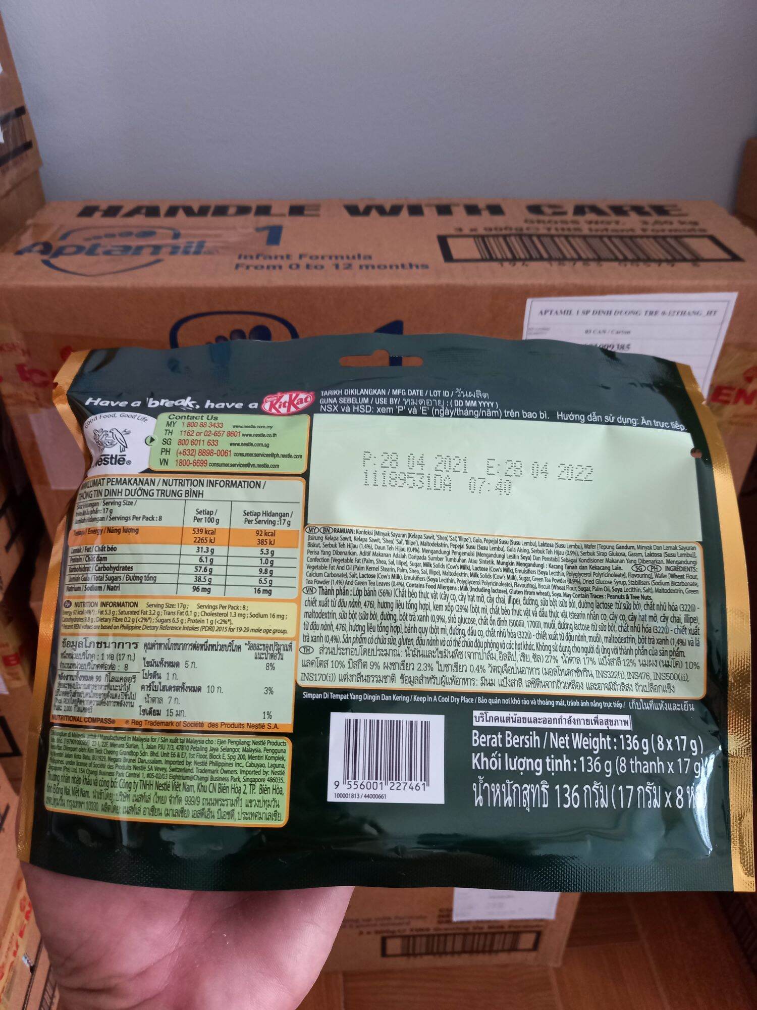 Kitkat Socola Vị Trà Xanh Gói 8 thanh × 17g