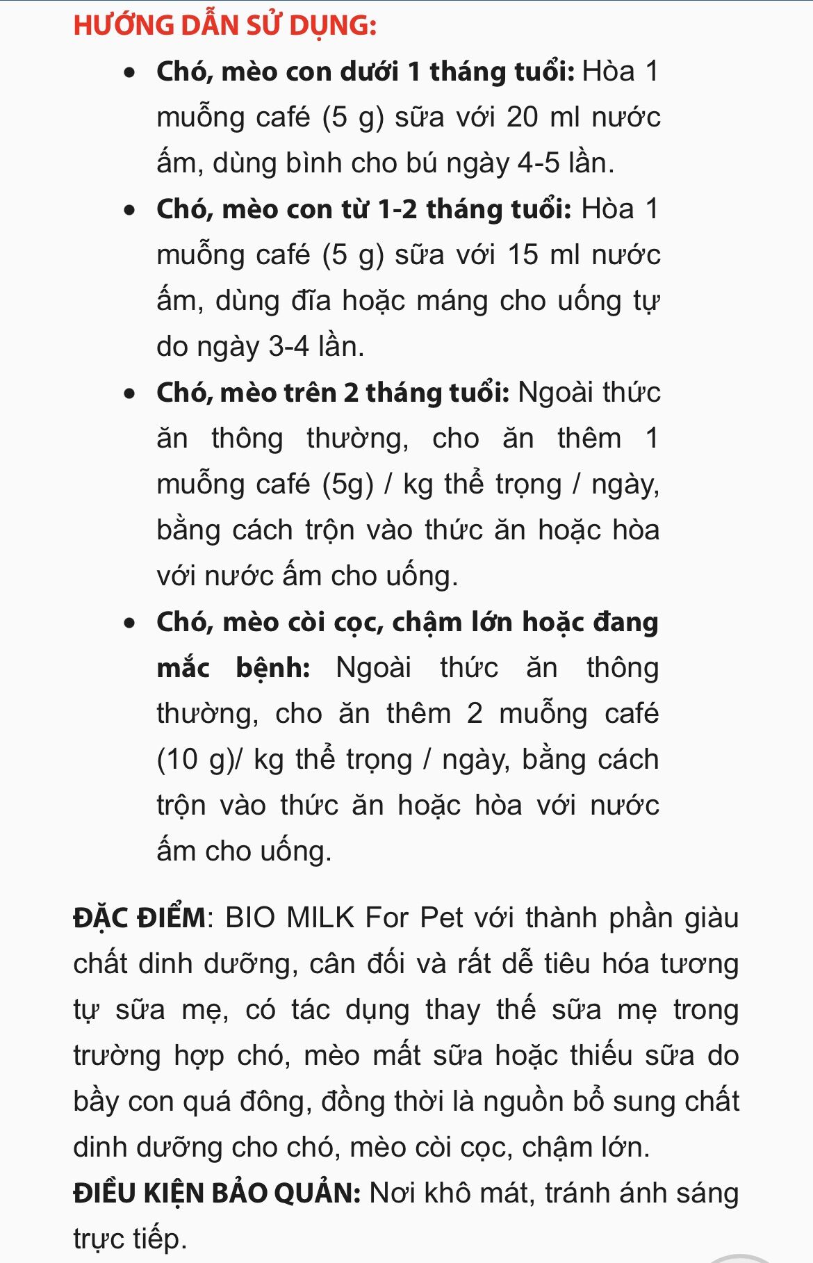 Sữa Cao Cấp Bio-Milk cho Chó Mèo gói 100gr