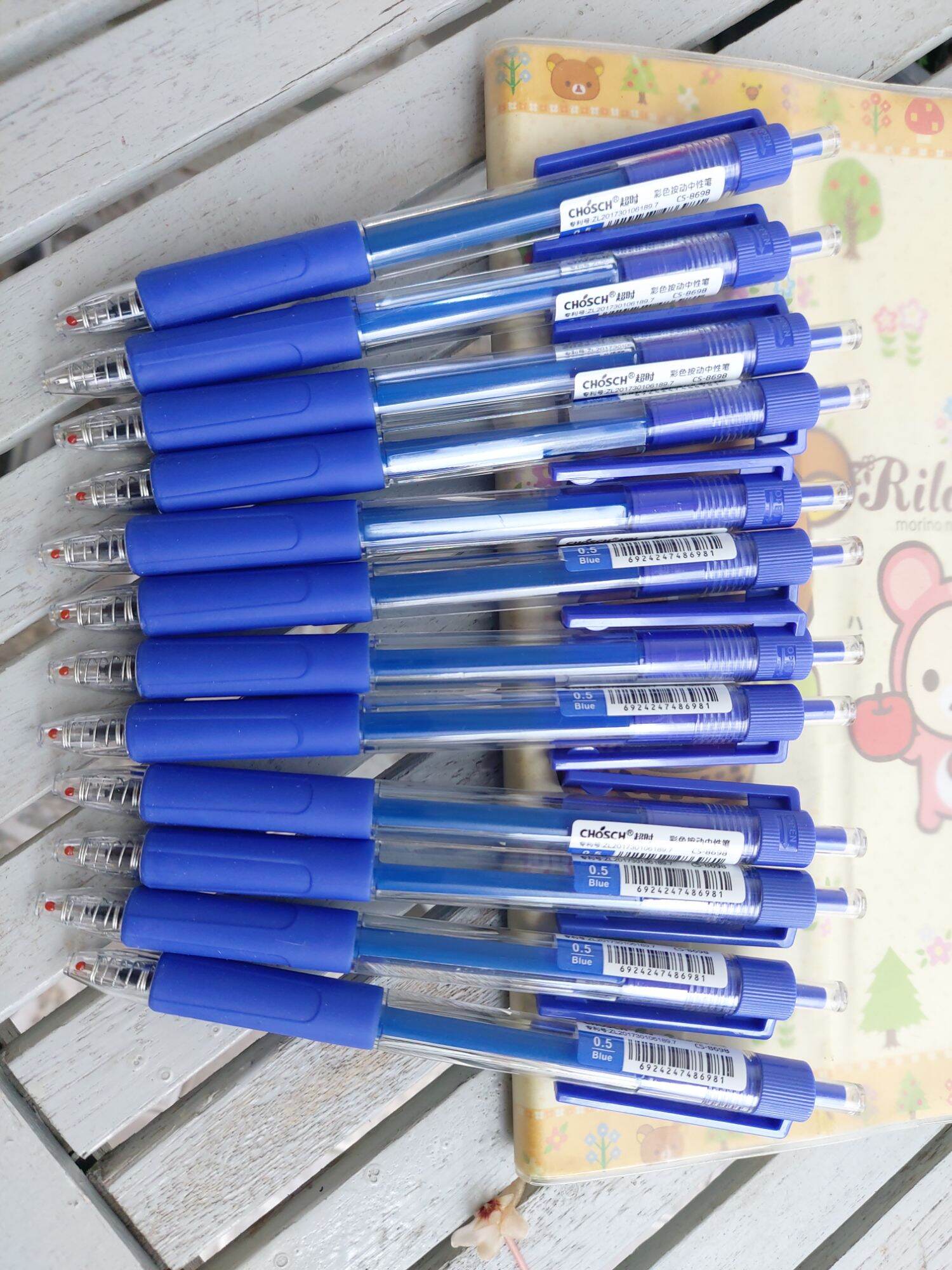 Hộp 12 cây Bút gel mực tím Chosch 8698  loại bấm dành cho học sinh tiểu học chính hãng.