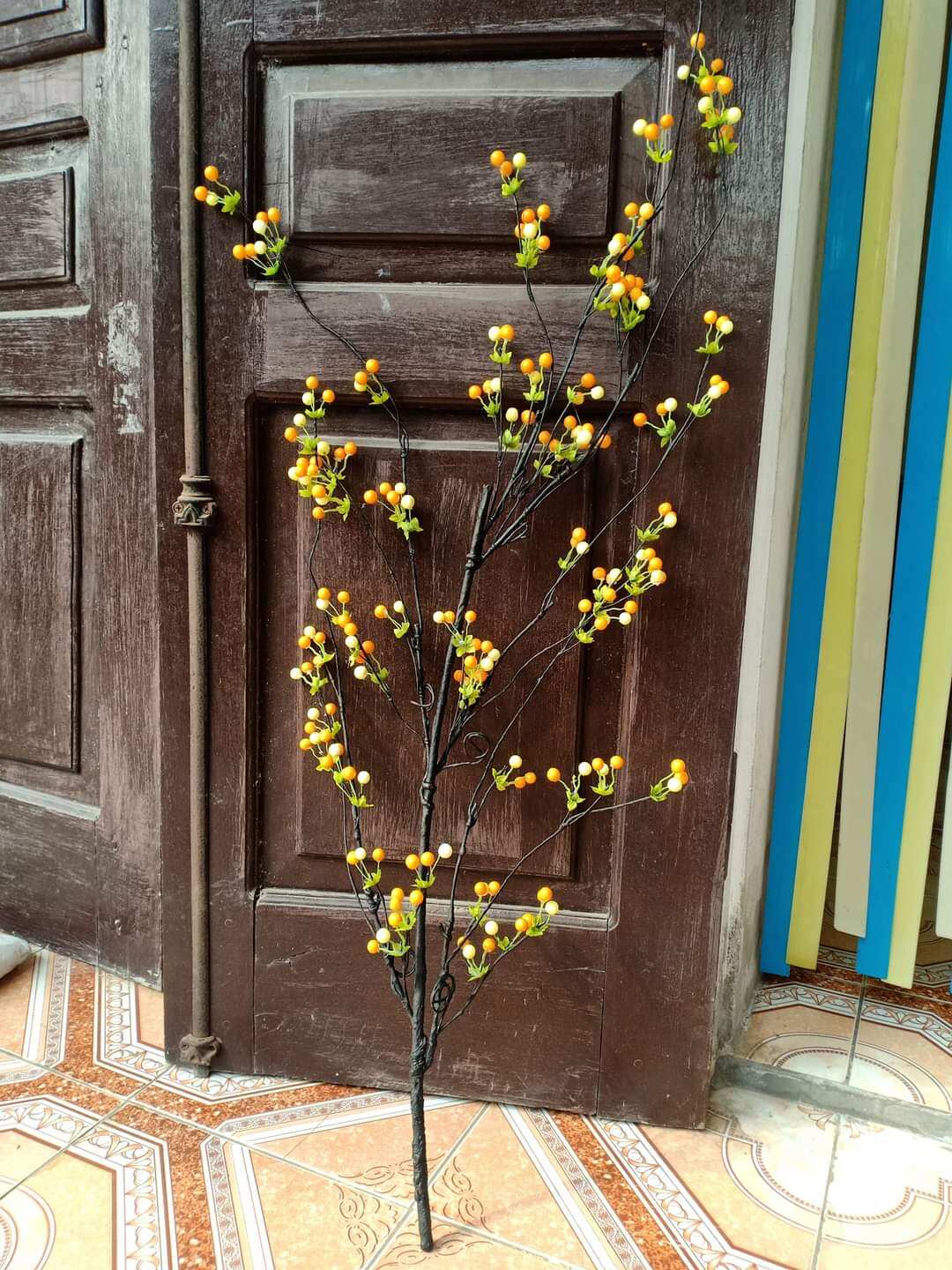 Hoa lụa trang trí_ Cành chery cổ cao cấp