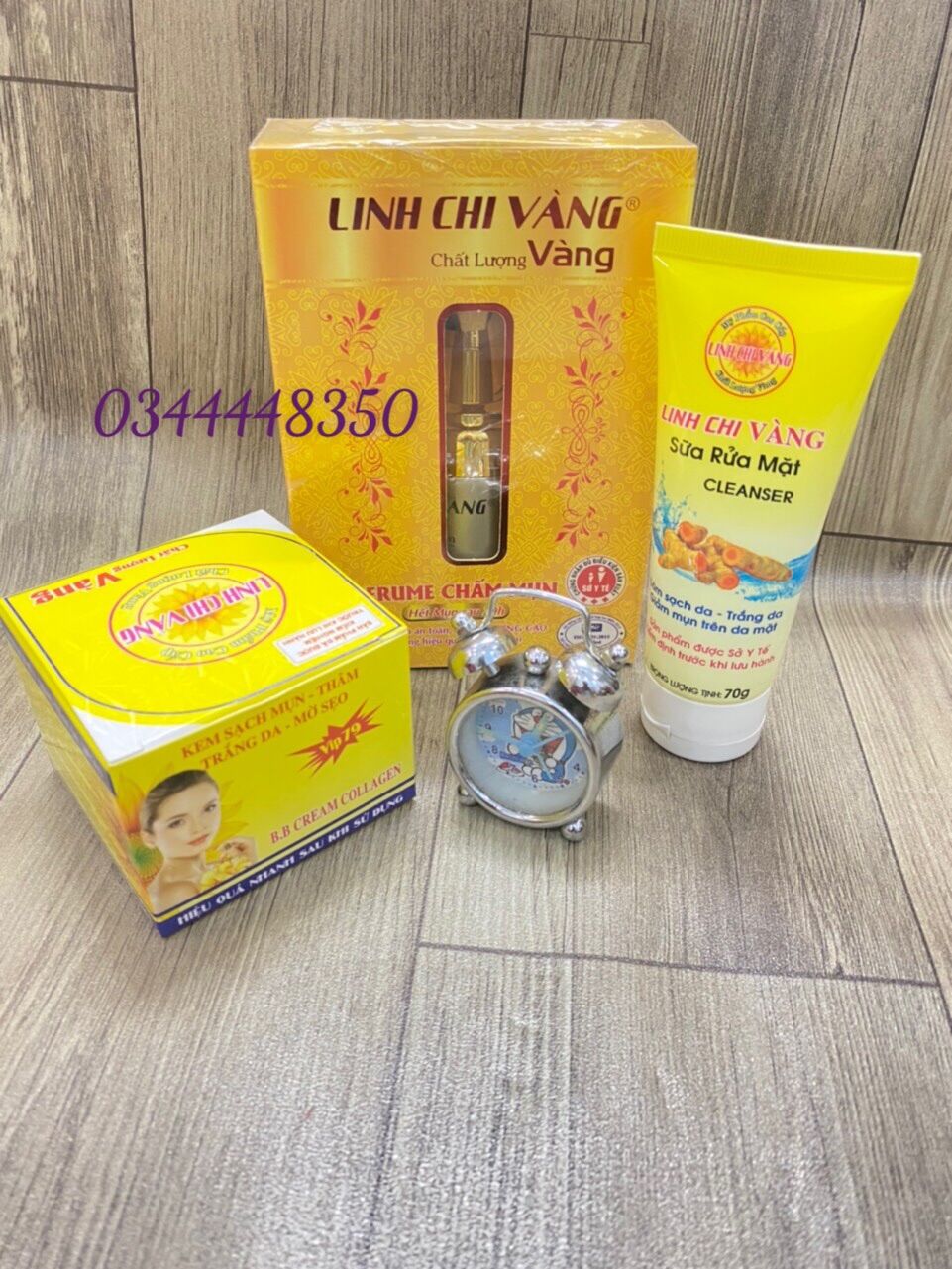 Combo kem sạch mụn linh chi vàng ( serum mụn 25 ml )