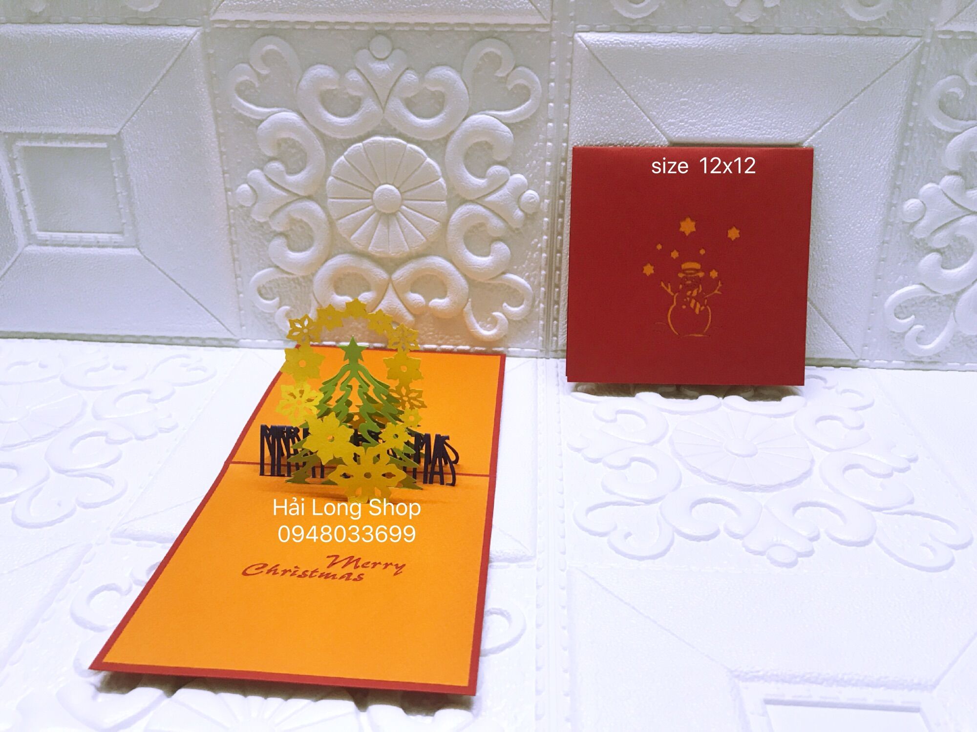 Cây Thông 12 ( lót cam ) - Noel - Thiệp 3D