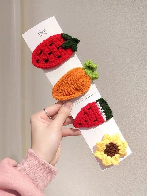 [HCM]Kẹp Mái Len Móc Hình Trái Cây Kute