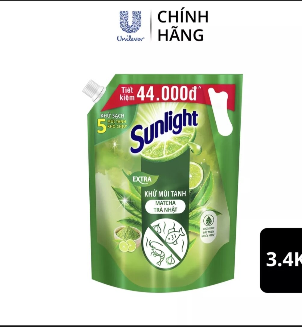 Nước Rửa Chén Sunlight Trà Xanh Túi 3,3Kg
