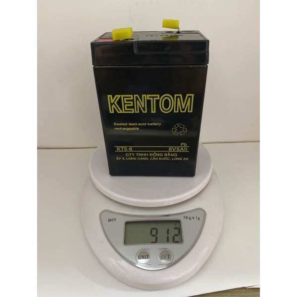 Bình ắc quy 6V 5Ah cho thay cho xe điện trẻ em/ đèn sạc/ quạt sạc - KENTOM