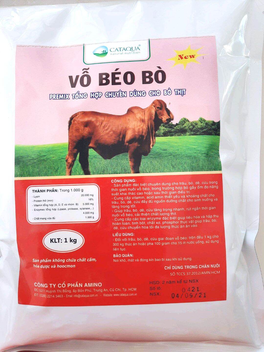VỖ BÉO BÒ CATAQUA_ PREMIX TỔNG HỢP CHUYÊN DÙNG CHO BÒ THỊT