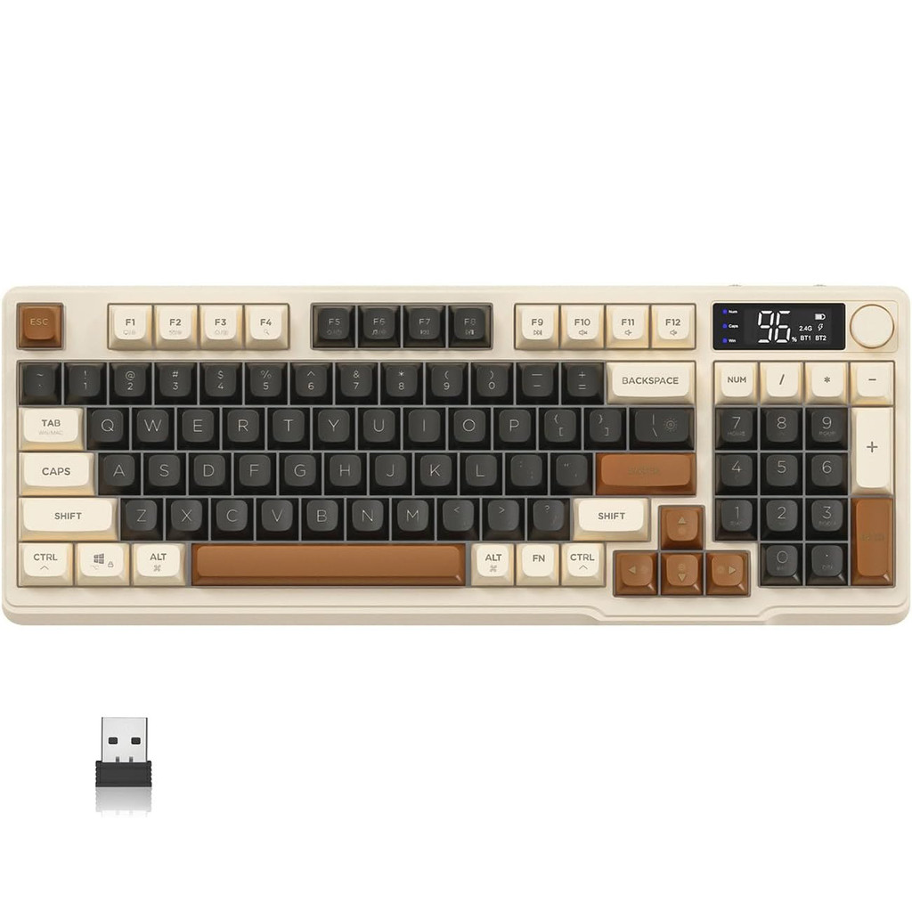 Free Wolf M96 Bàn Phím Cơ Không Dây Gradient Keycaps Màn Hình OLED Chế Độ Kép Bluetooth/2.4G Pin Dài